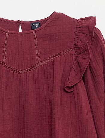 Robe en gaze de coton avec volants aux emmanchures