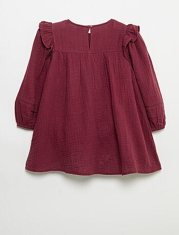 Robe en gaze de coton avec volants aux emmanchures