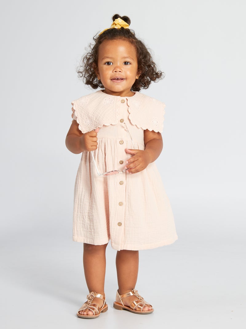 Robe en gaze de coton Rose - Kiabi