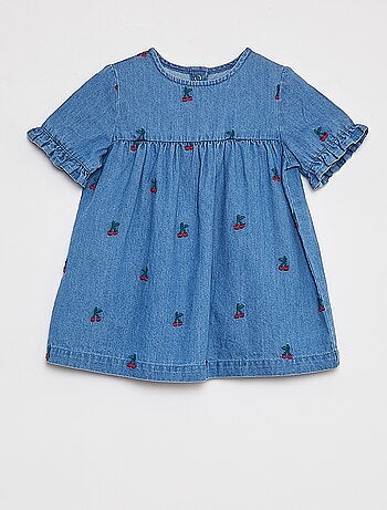 Robe en jean brodée 'cerises'