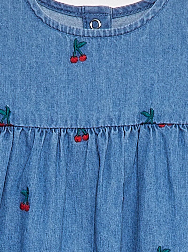 Robe en jean brodée 'cerises' BLEU - Kiabi