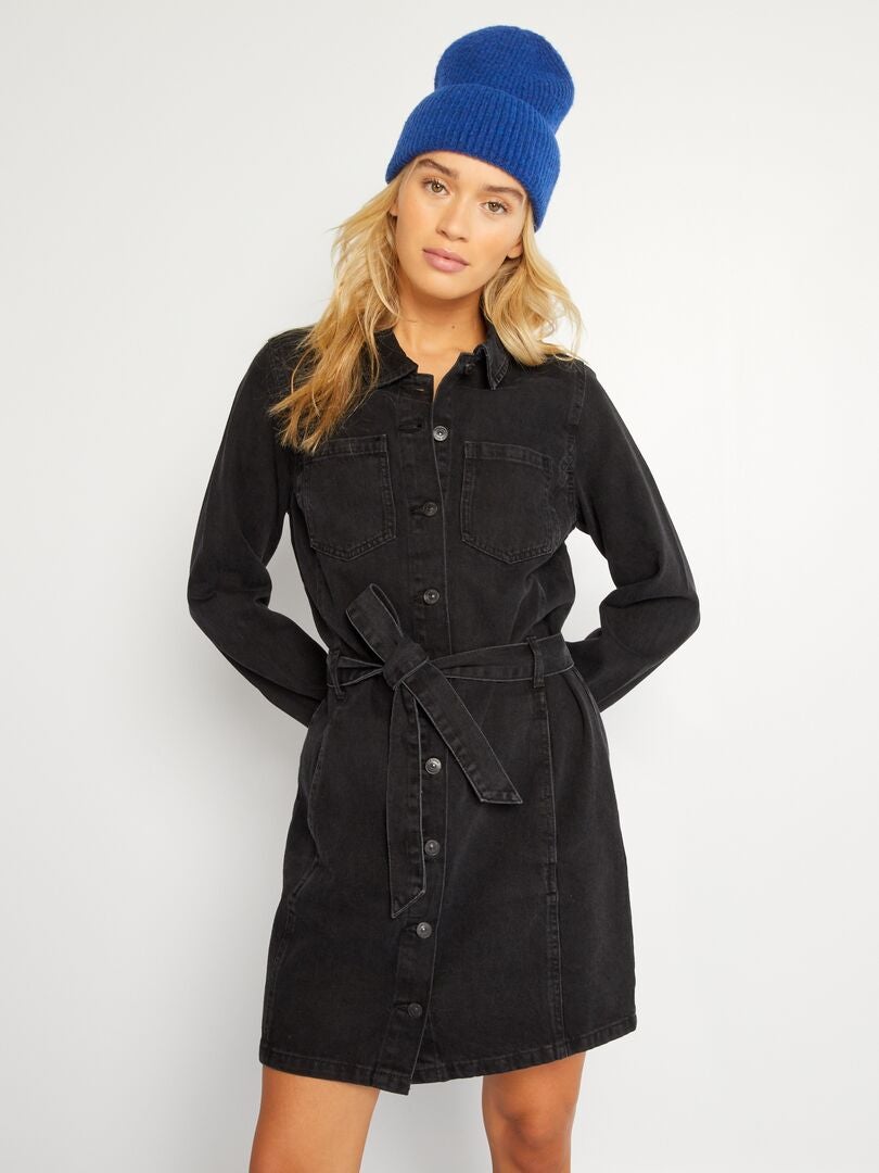 Robe en jean Noir - Kiabi