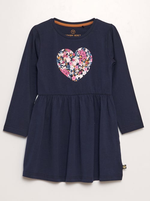 Robe en jersey avec cœur fleuri imprimé - Kiabi