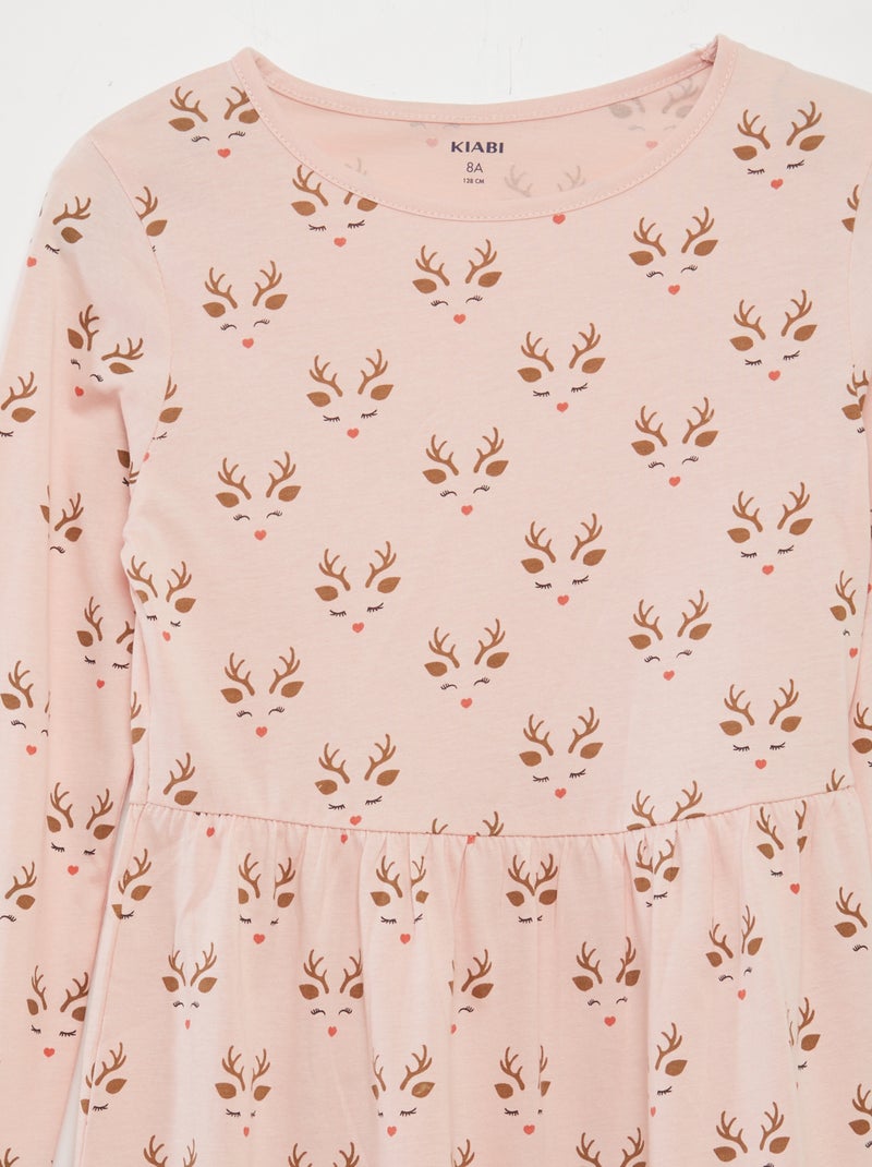 Robe en jersey avec imprimé fantaisie Rose - Kiabi