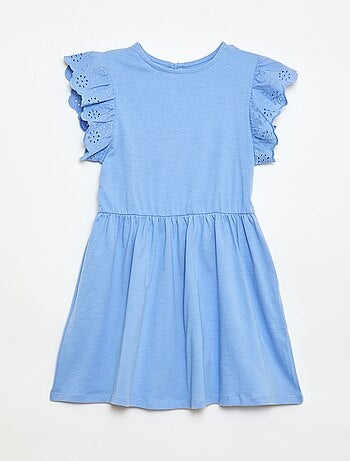 Robe en jersey avec manches courtes en broderies anglaises