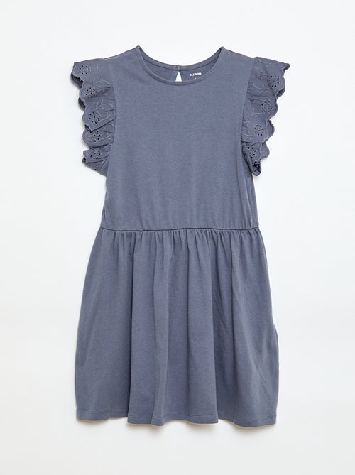 Robe en jersey avec manches courtes en broderies anglaises - Kiabi
