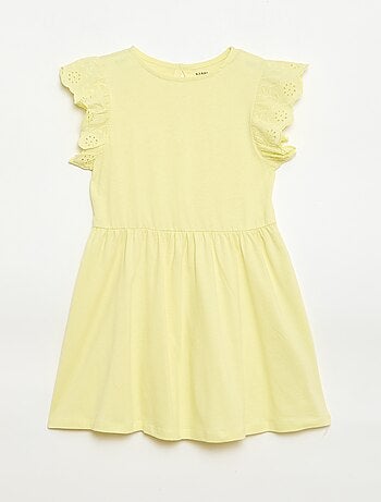 Robe en jersey avec manches courtes en broderies anglaises