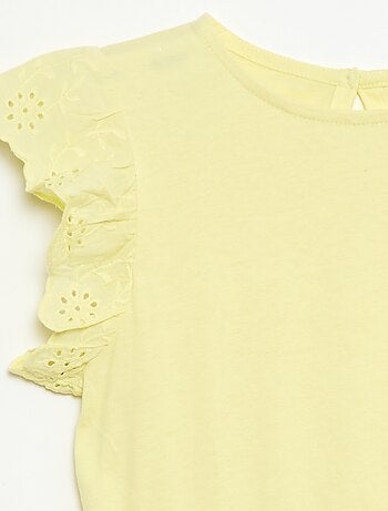 Robe en jersey avec manches courtes en broderies anglaises