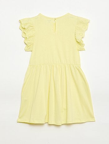 Robe en jersey avec manches courtes en broderies anglaises