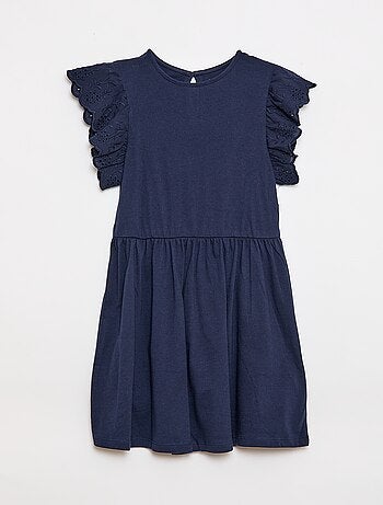 Robe en jersey avec manches courtes en broderies anglaises