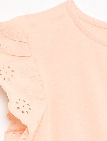 Robe en jersey avec manches courtes en broderies anglaises