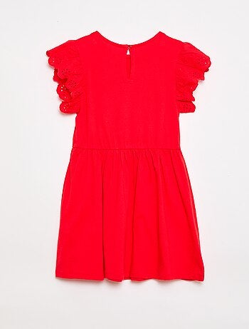 Robe en jersey avec manches courtes en broderies anglaises