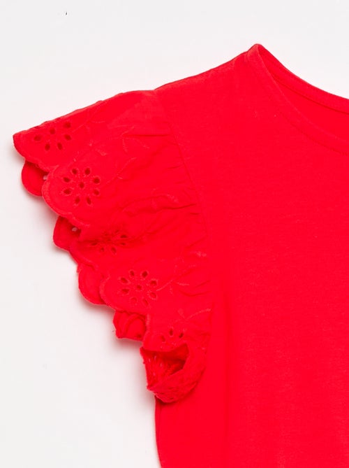 Robe en jersey avec manches courtes en broderies anglaises - Kiabi