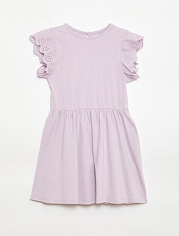 Robe en jersey avec manches courtes en broderies anglaises