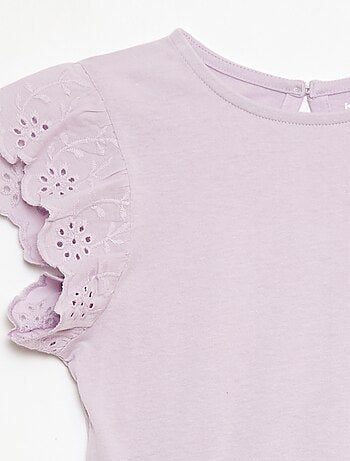 Robe en jersey avec manches courtes en broderies anglaises