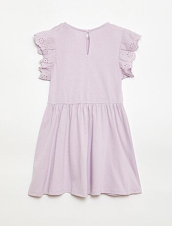 Robe en jersey avec manches courtes en broderies anglaises