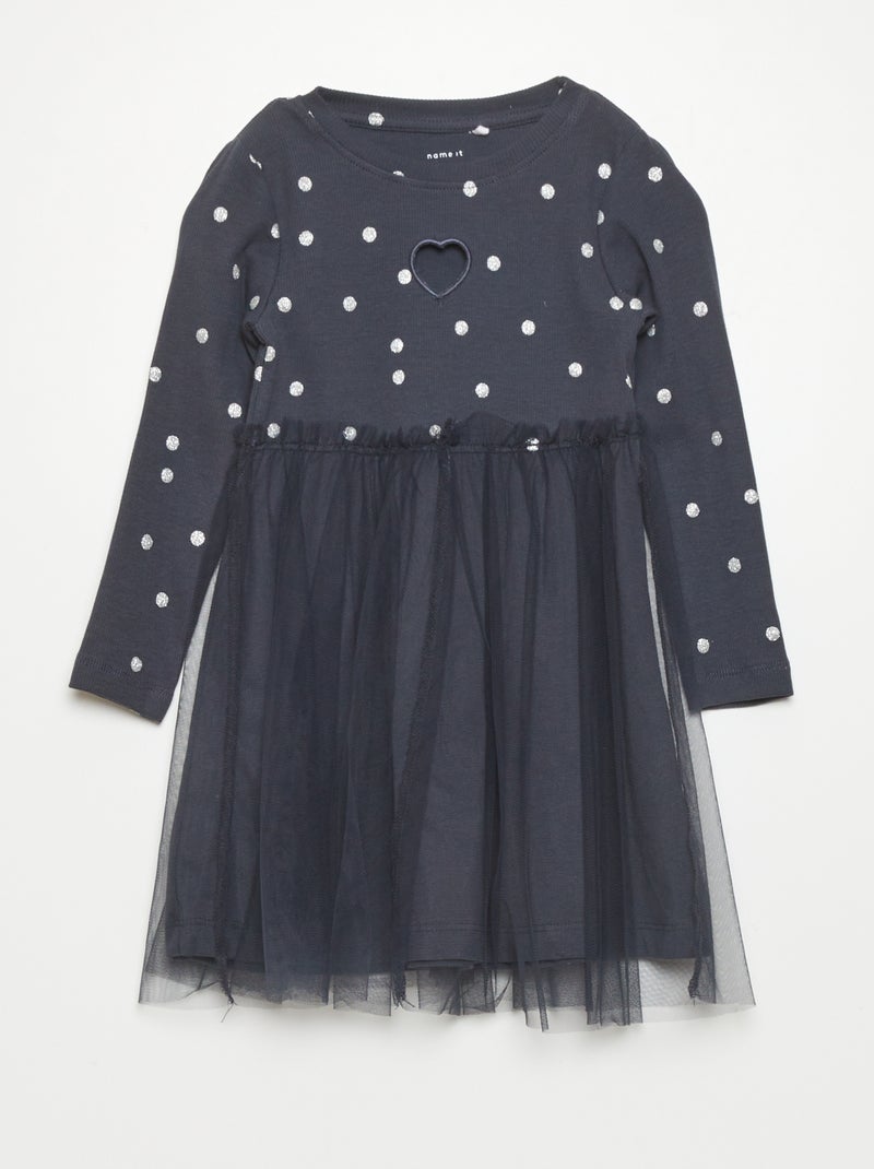 Robe en jersey avec motif 'pois' Bleu marine - Kiabi