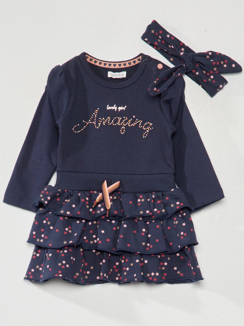 Robe en jersey + bandeau assorti - 2 pièces Bleu - Kiabi