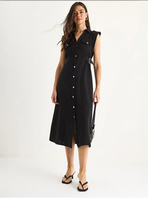 Robe en lin avec boutons dorés et détails à la taille lucci - Kiabi Robe en lin avec boutons dorés et détails à la taille lucci - Kiabi
