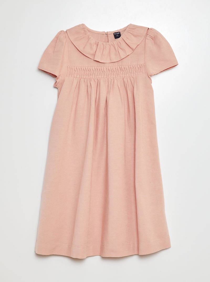 Modele Robe Avec Collerette Robe en lin avec collerette - rose - Fille - 15.00€ - Kiabi