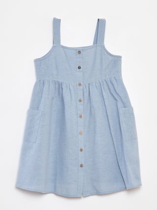 Robe en lin mélangé à ouverture boutonnée