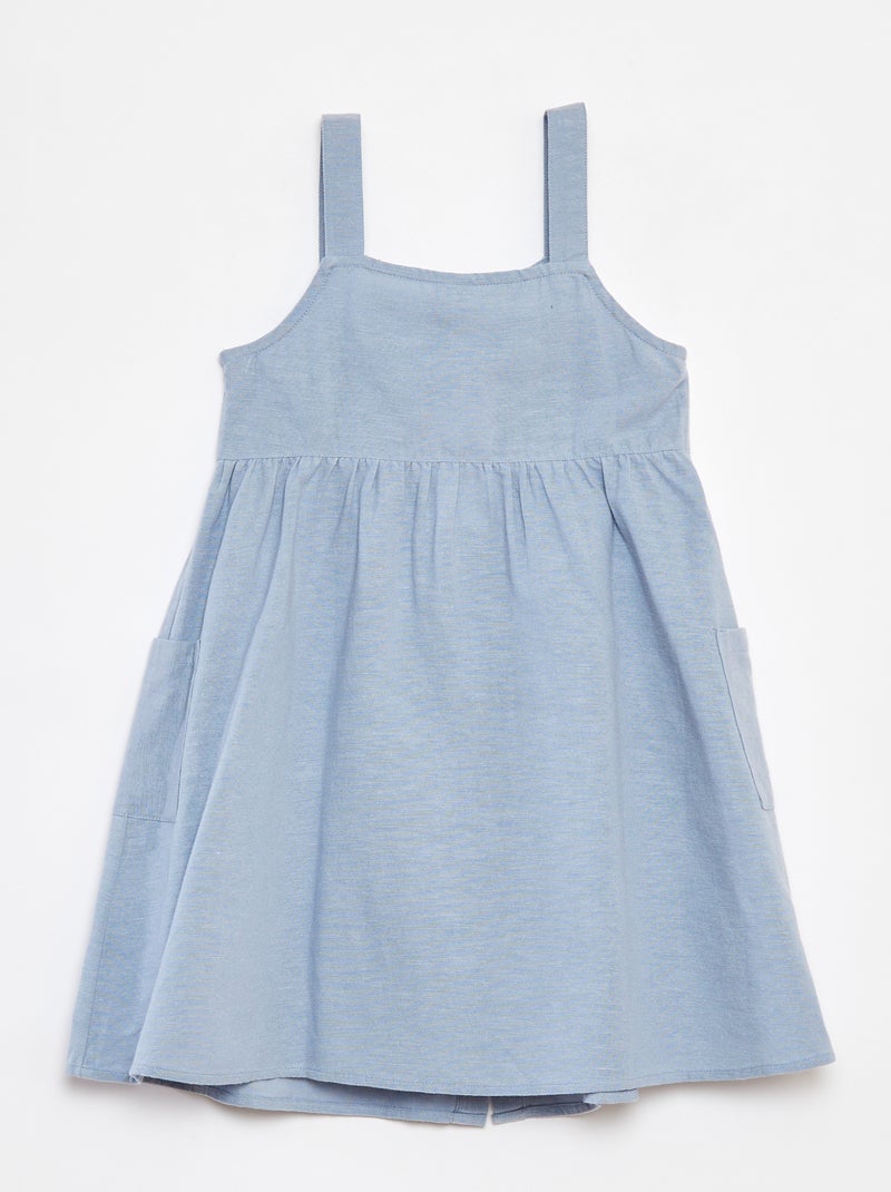 Robe en lin mélangé à ouverture boutonnée Bleu - Kiabi