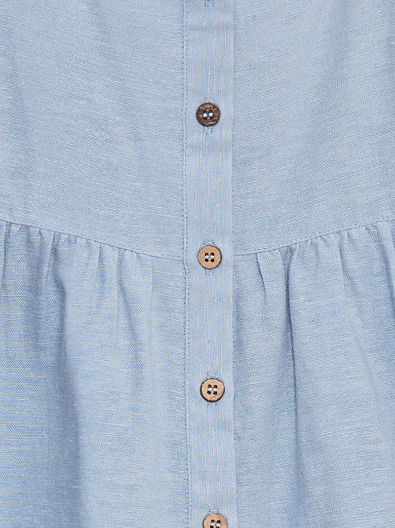 Robe en lin mélangé à ouverture boutonnée Bleu - Kiabi