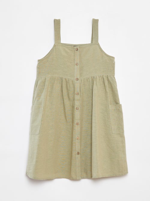 Robe en lin mélangé à ouverture boutonnée - Kiabi