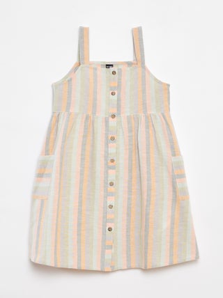 Robe en lin mélangé à ouverture boutonnée