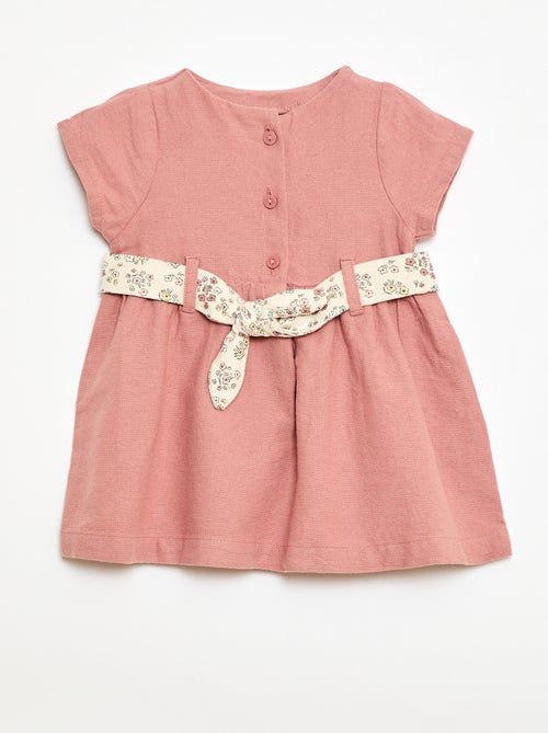 Robe en lin mélangé avec ceinture - Kiabi