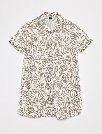 Robe en lin mélangé avec col chemise