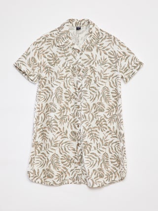 Robe en lin mélangé avec col chemise
