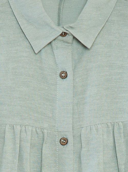 Robe en lin mélangé avec col chemise - Kiabi
