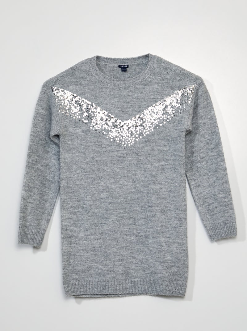 Robe en maille avec sequins Gris - Kiabi