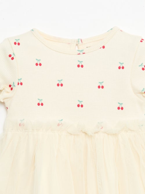 Robe en maille côtelée et tulle - Kiabi