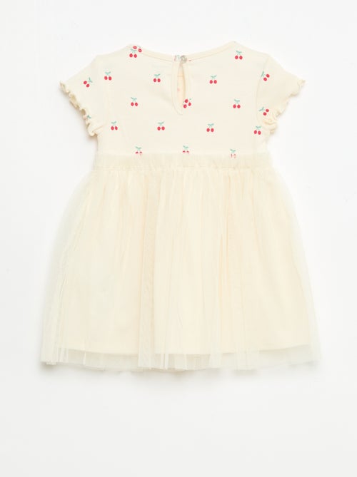 Robe en maille côtelée et tulle - Kiabi
