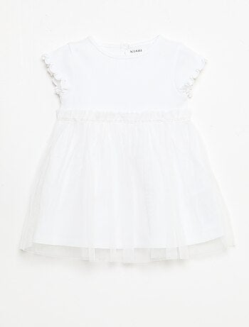 Robe en maille côtelée et tulle