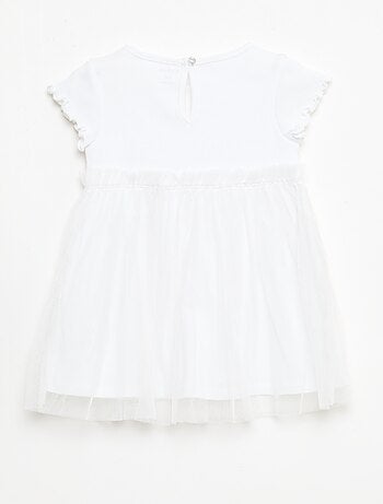 Robe en maille côtelée et tulle