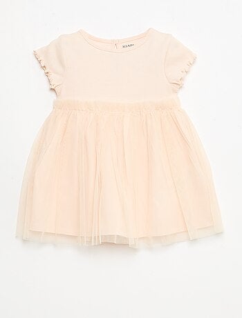 Robe en maille côtelée et tulle