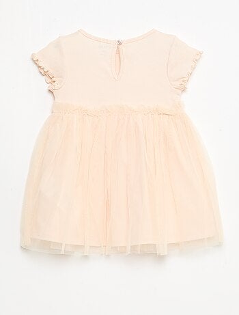 Robe en maille côtelée et tulle