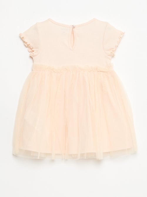 Robe en maille côtelée et tulle - Kiabi