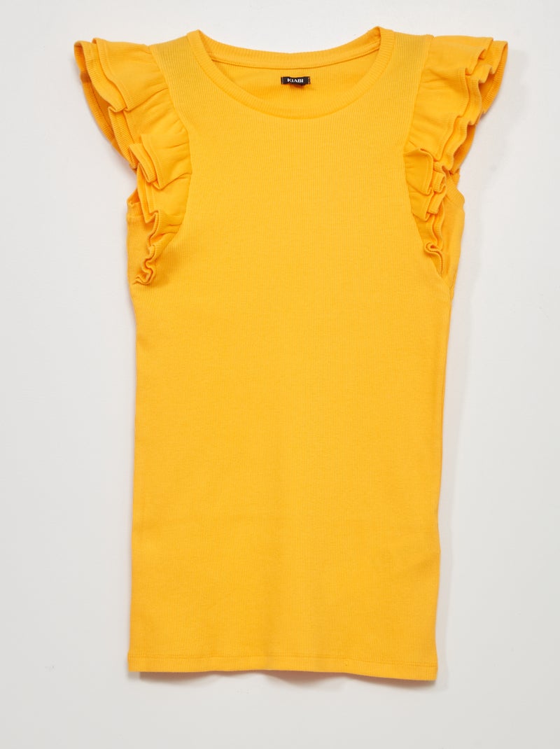 Robe en maille côtelée Jaune - Kiabi