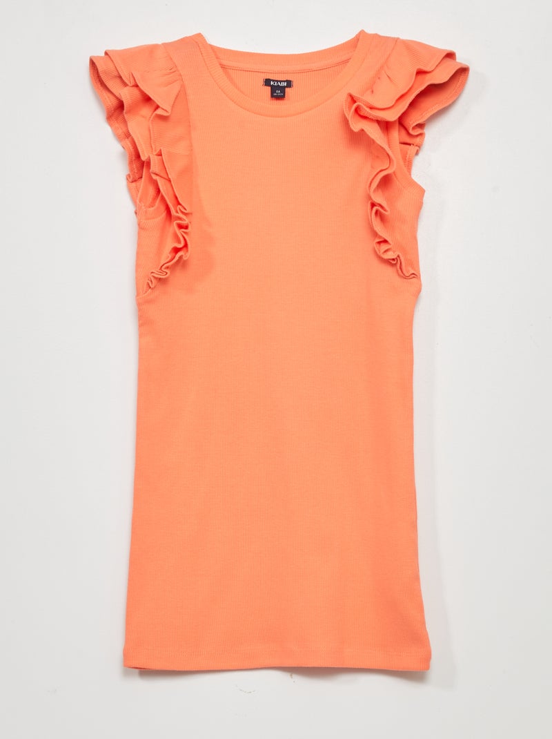 Robe en maille côtelée Orange - Kiabi