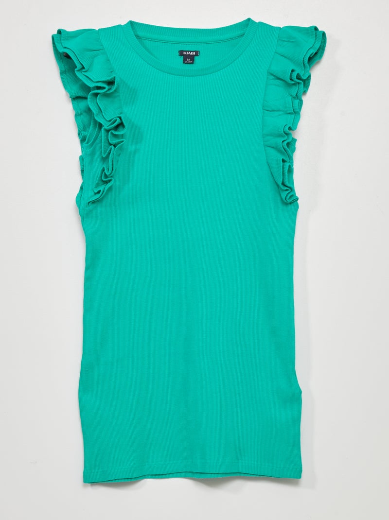 Robe en maille côtelée Vert - Kiabi
