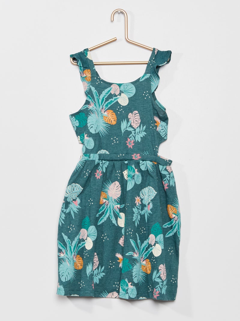 Robe en maille crêpée Vert - Kiabi