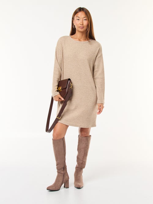Robe en maille doudou à manches longues - Kiabi