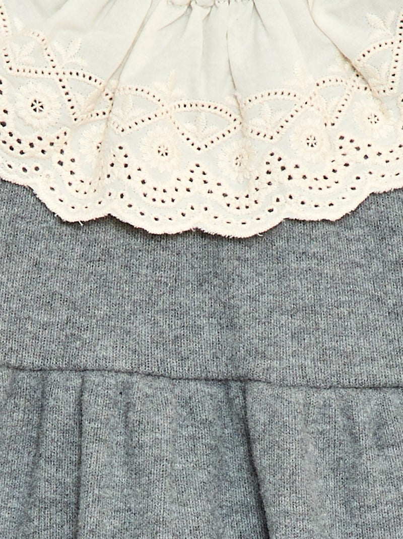 Robe en maille doudou avec col fantaisie Gris - Kiabi