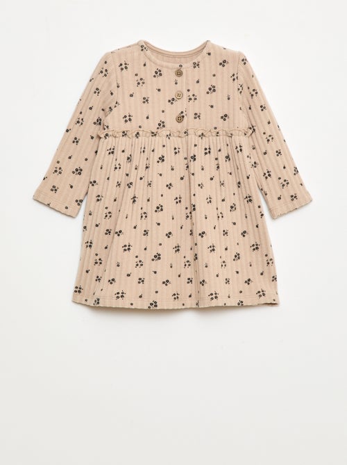 Robe en maille doudou côtelée avec col boutonné - Kiabi