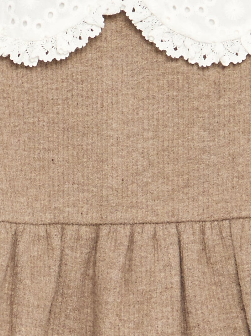 Robe en maille et à manches longues Beige - Kiabi