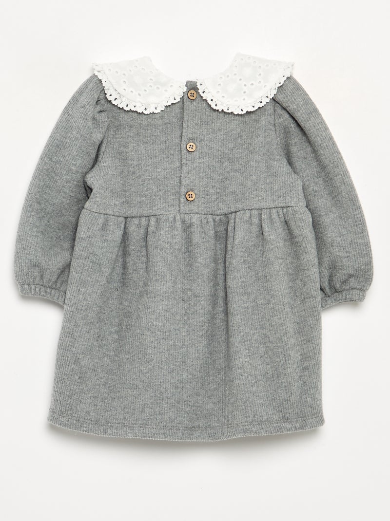 Robe en maille et à manches longues Gris - Kiabi